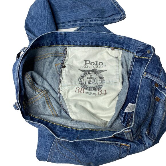 Polo Ralph Lauren Varick Slim Straight Jeans Men’s 38x34 Blue Denim Classic - Picture 7 of 11